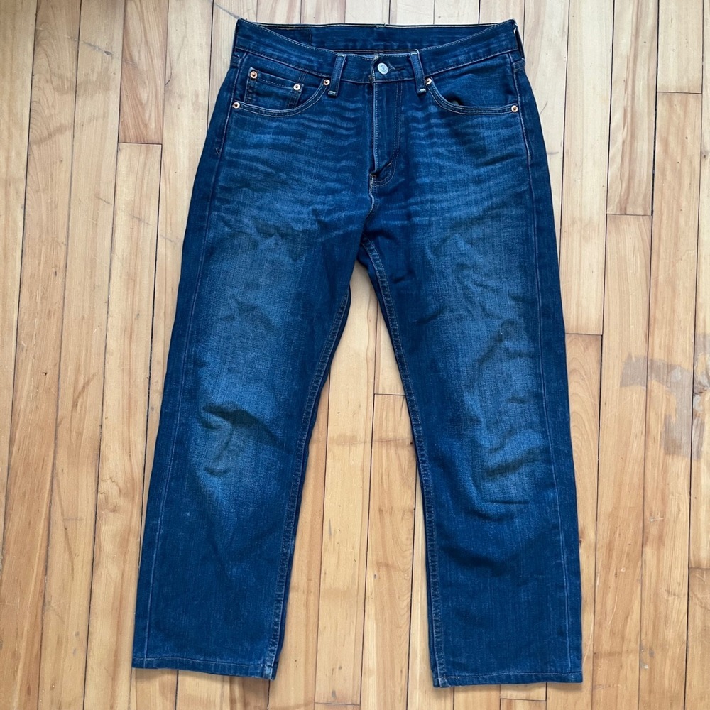 Levi Strauss 505 Jeans W30 L30 Dark Wash Straight Fit Denim Mens Pants